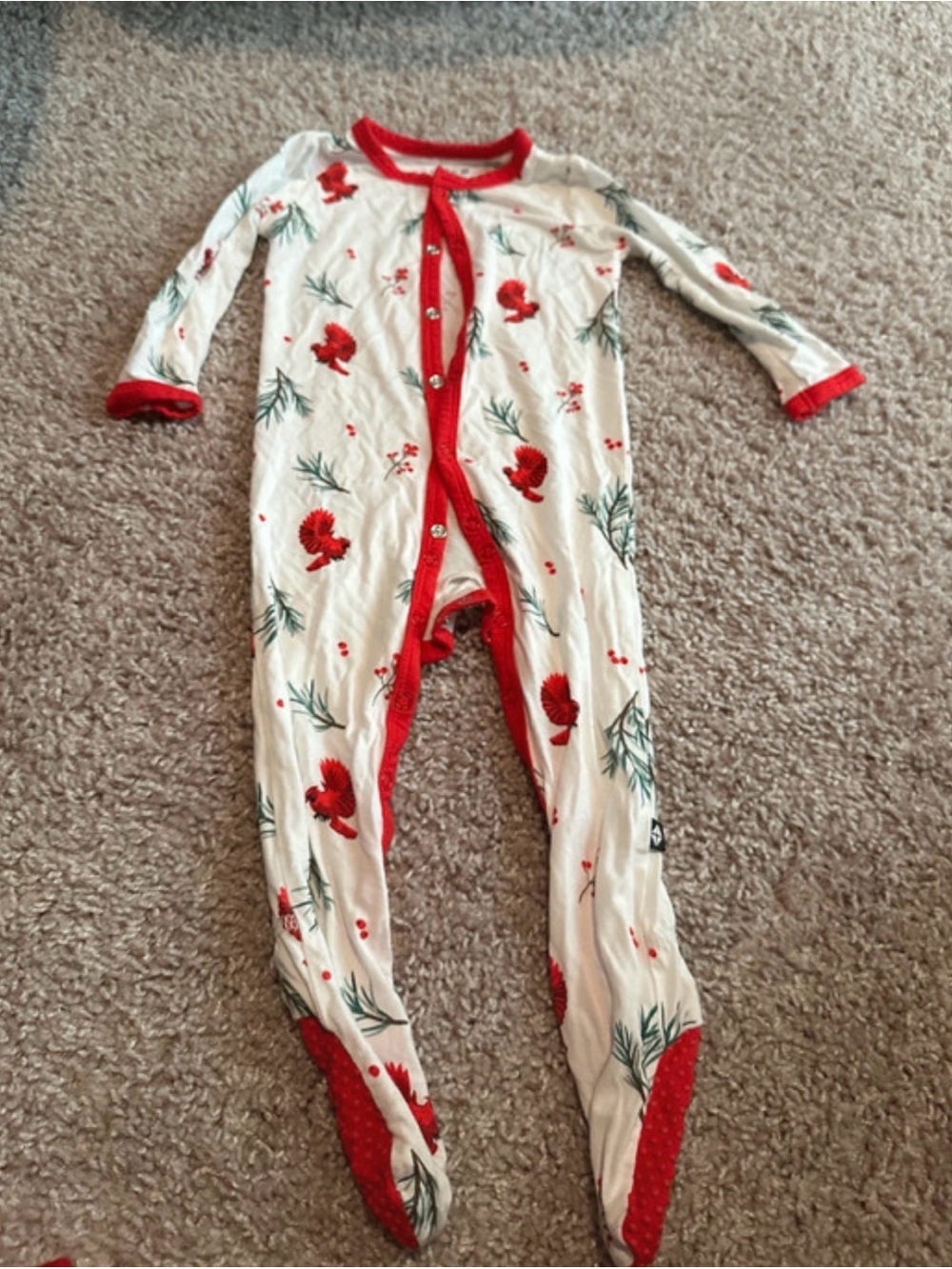 Kyte Baby Red and White Footed Holiday PJs